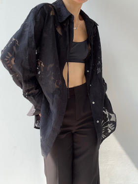 DONSEE10｜DS10SS2515-E 黑色蕾丝镂空衬衫