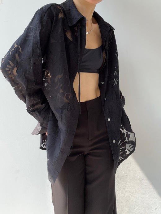 DONSEE10｜DS10SS2515-E 黑色蕾丝镂空衬衫 商品图0