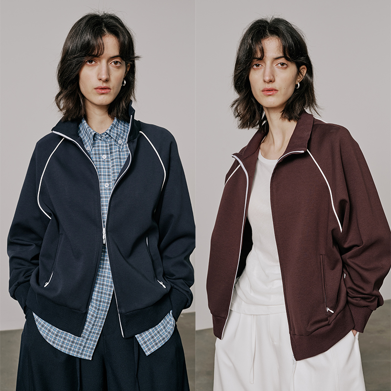 UMILAB【自在】抗皱空气层软糯亲肤双开拉链宽松卫衣外套E220W