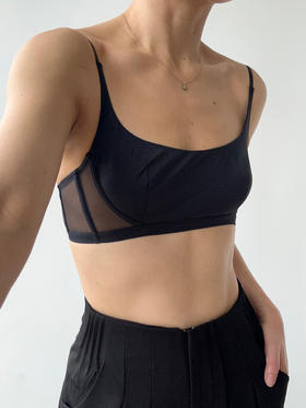 LOAM｜微纤 网纱无钢圈方圆领软文胸 [  黑 / 裸黑 ]