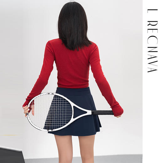 L RECNAVA 高腰加宽腰头 侧边褶皱裙摆网球裙 凉感50D加密四面弹面料 带打底裤 有口袋 商品图8