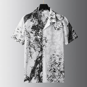 【戗驳领】【DDA】大依优型大码花衬衫短袖衬衫翻领衬衣商务休闲透气半袖夏季上衣男士
