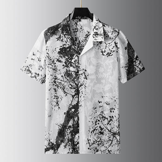 【戗驳领】【DDA】大依优型大码花衬衫短袖衬衫翻领衬衣商务休闲透气半袖夏季上衣男士 商品图0