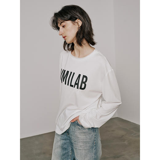 UMILAB【春漾】高科技防晒面料软滑亲肤毛边圆领宽松长袖T恤T720M 商品图1