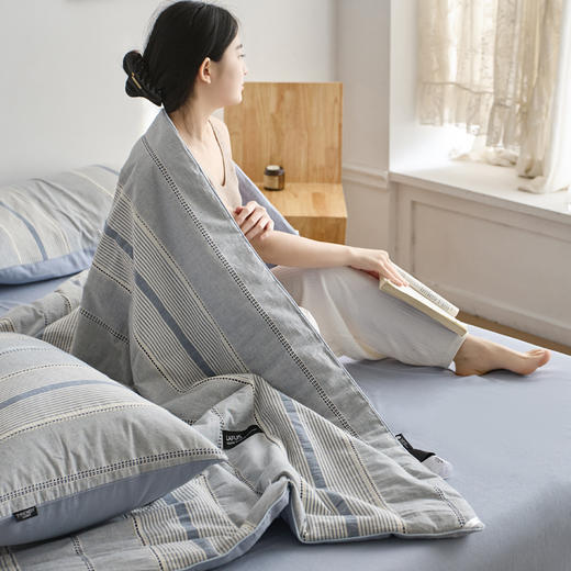 【色织水洗棉全棉夏凉被】2025新款原创侘寂系列全棉夏被-夏被四件套 商品图9