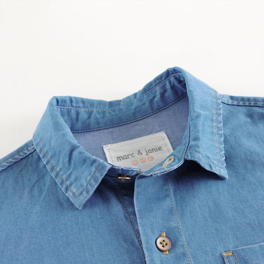 马克珍妮男童舒适百搭牛仔衬衫儿童纯棉衬衣2025年春装新款250106 商品图3