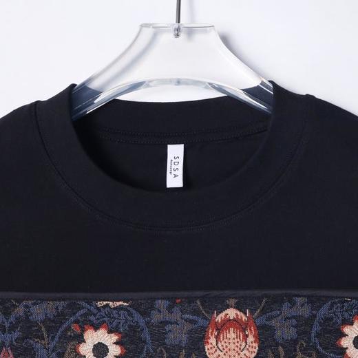 T2828夏季高级感新款国风小鸟花卉刺绣圆领短袖T恤宽松情侣复古上衣 商品图2