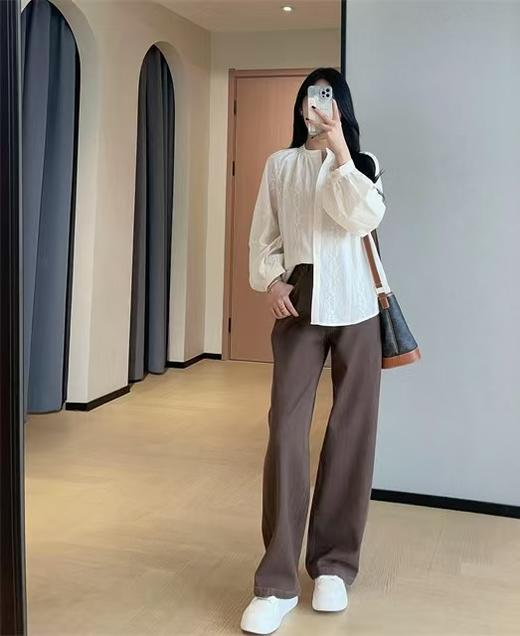 法式温柔刺绣小灯笼袖纯棉衬衫 商品图8