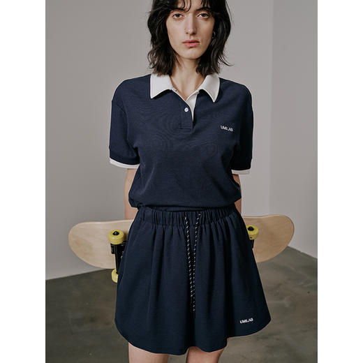 UMILAB【海岛】肌理感优可丝棉清爽透气拼色假两件polo短袖T716W 商品图2