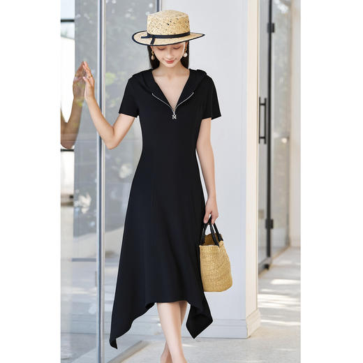 剩S/M 米思阳2025夏季新款休闲通勤连衣裙设计感拉链领口不规则下摆裙子1460 商品图1