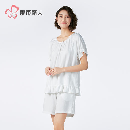 都市丽人生活家居女士正价棉质短袖套装薄针织提花短袖类LHH2J2 商品图2