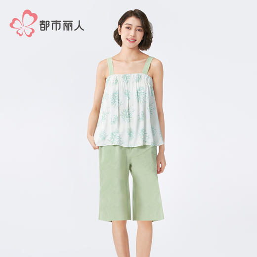 都市丽人好睡好眠女士梭织棉背心套装薄人棉贡缎无袖类LHH2F9 商品图1