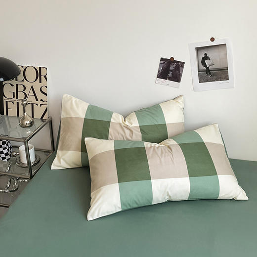 蓝若亭亲肤棉军绿大格纽扣款四件套 商品图5