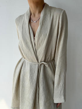 DONSEE10｜DS10SS2509 米黄自然肌理系带上衣