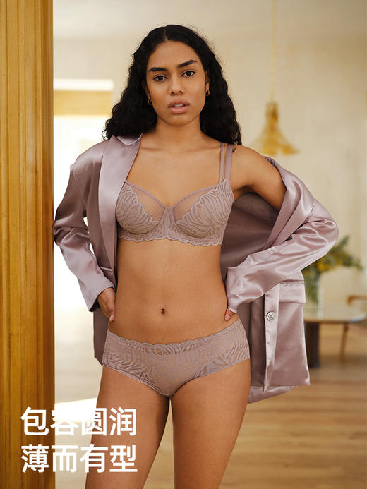 【性感斑纹】遐大胸显小双肩带全罩杯文胸罩圆润大码超薄内衣女夏 商品图1