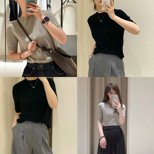 319-7 巨巨巨显瘦 小禾专属钻石羊毛 200S超细羊毛 正肩合身 极简针织中袖 商品图0