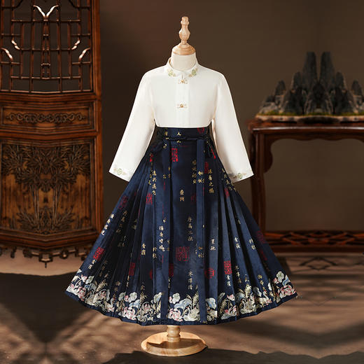 苏城纪童装汉服马面裙套装-渔舟唱晚 商品图11