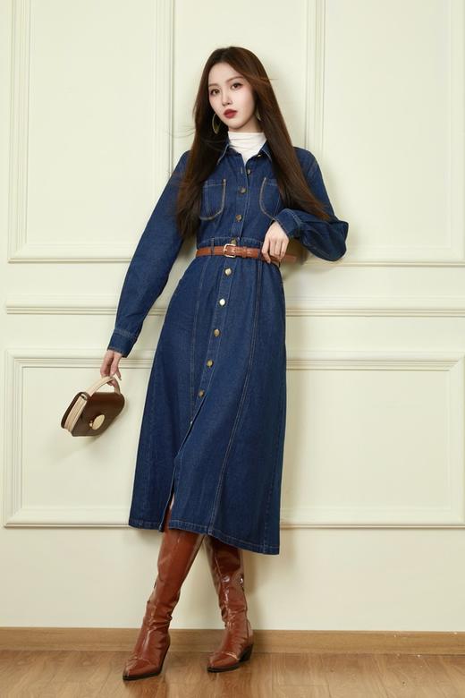 LNNNS 复古款牛仔开衫连衣裙 19813 商品图4