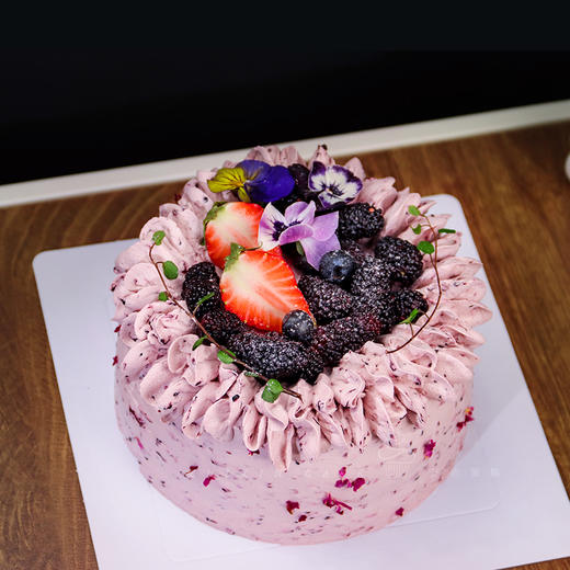 【紫韵桑香】草莓果香桑葚馥郁芬芳-桑葚水果生日蛋糕 商品图0