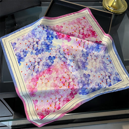 杭州丝绸！2025新款100%桑蚕丝丝巾花卉色荷花真丝围巾女53cm方巾小领巾披肩！ 商品图13