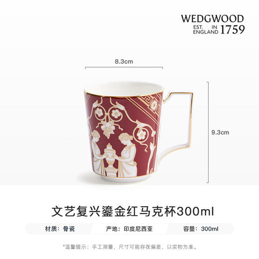WEDGWOOD威基伍德文艺复兴骨瓷马克杯水杯威基伍德文艺复兴骨瓷马克杯2件装(蓝+红) 商品图2