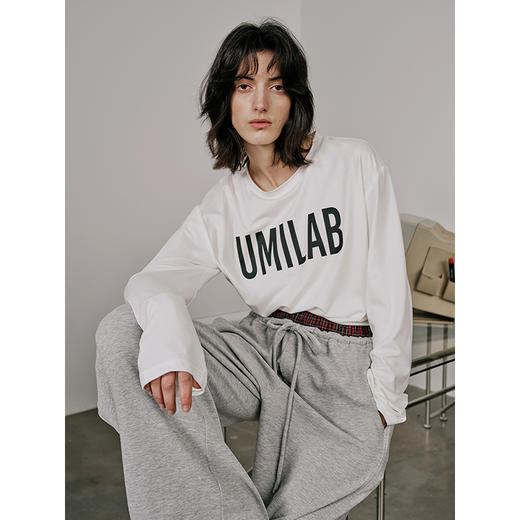 UMILAB【春漾】高科技防晒面料软滑亲肤毛边圆领宽松长袖T恤T720M 商品图0
