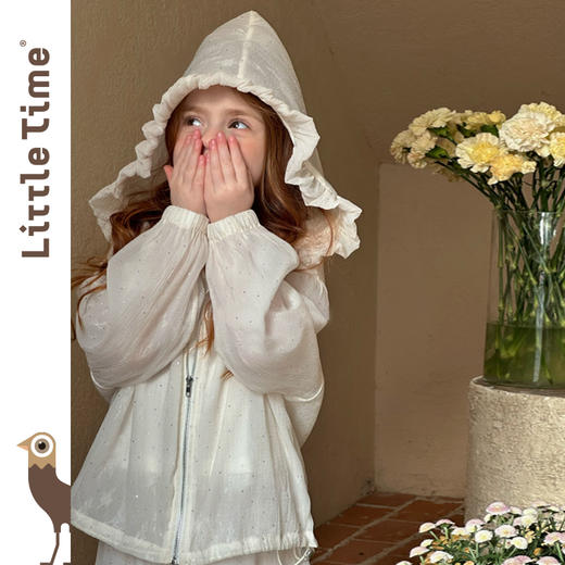 Littletime女童套装夏装2025新款儿童连帽外套女孩高定闪闪短裤 商品图2