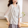QY6712 国风设计感小众女式t恤洋气减龄短款显瘦七分袖上衣夏季 商品缩略图0