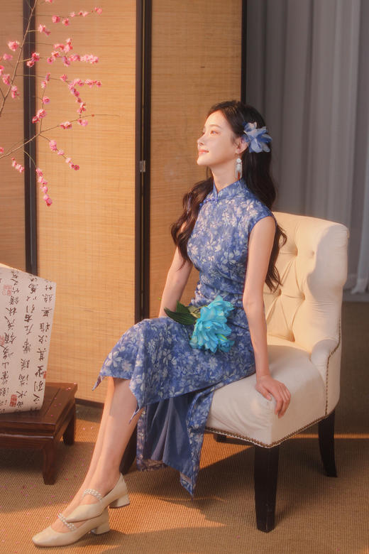 逸红颜明月优选#行走的花间诗旗袍「蘅也」素雅清秀花影成衣，高端纯苎麻纤维 商品图4