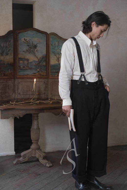 John Alexander Skelton  黑色牛皮手工背带 商品图4