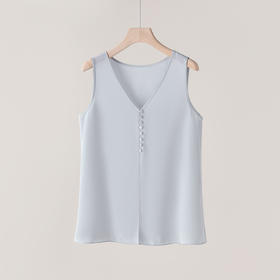 丁摩v领真丝背心女新款桑蚕丝宽松无袖通勤吊带纯色内搭打底上衣AL1000637