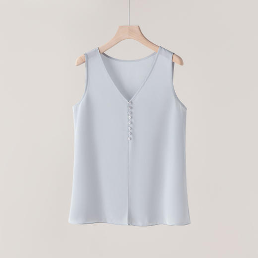 丁摩v领真丝背心女新款桑蚕丝宽松无袖通勤吊带纯色内搭打底上衣AL1000637 商品图0