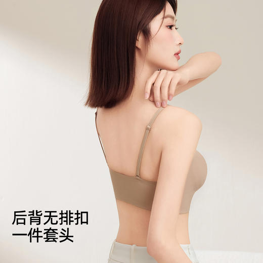 熳洁儿 细肩带抹胸防走光美背内衣无痕隐形一体固定杯25251517 商品图6