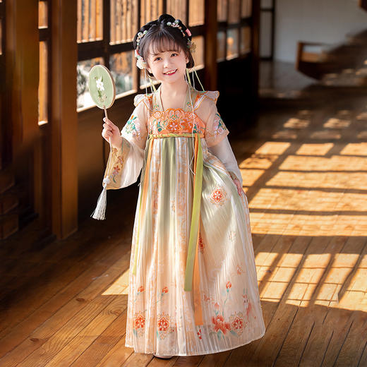 苏城纪童装汉服襦裙-牡丹橙色 商品图1