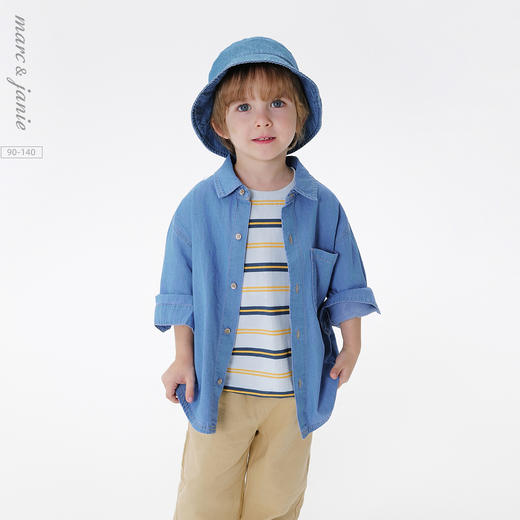 马克珍妮男童舒适百搭牛仔衬衫儿童纯棉衬衣2025年春装新款250106 商品图0