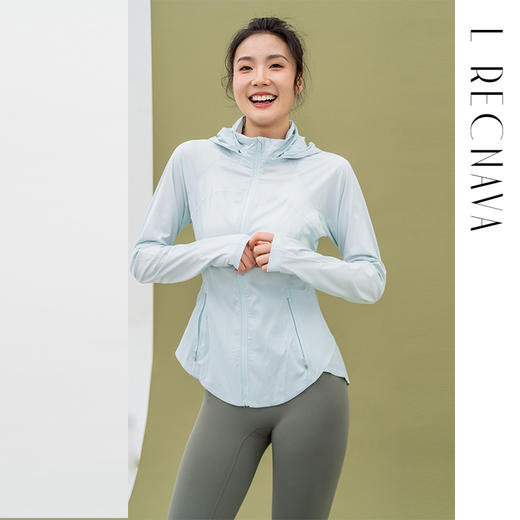 L RECNAVA UPF50+轻薄原纱凉感防晒衣 腋下带透气孔 下摆弧形修身显瘦 隐藏拉链口袋 连帽帽子可收纳 商品图5