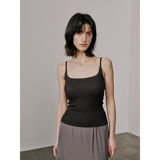 UMILAB【软语】莱赛尔桑醋酸真丝混纺可机洗胸垫一体吊带BK631M 商品图3