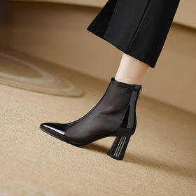 【预售5天】瘦瘦网纱短靴女春夏季新款镂空马丁靴粗跟洋气凉靴DS&818-6