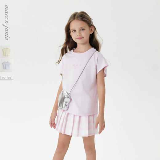 【凉感透气】马克珍妮女童简约多彩T恤 儿童上衣夏装新款550687 商品图0