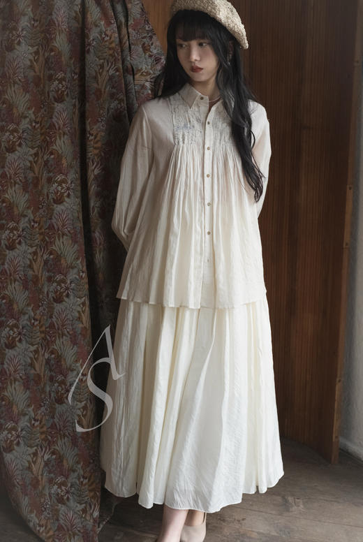 Maku  米白色祥云刺绣手织羊毛衬衫 商品图1