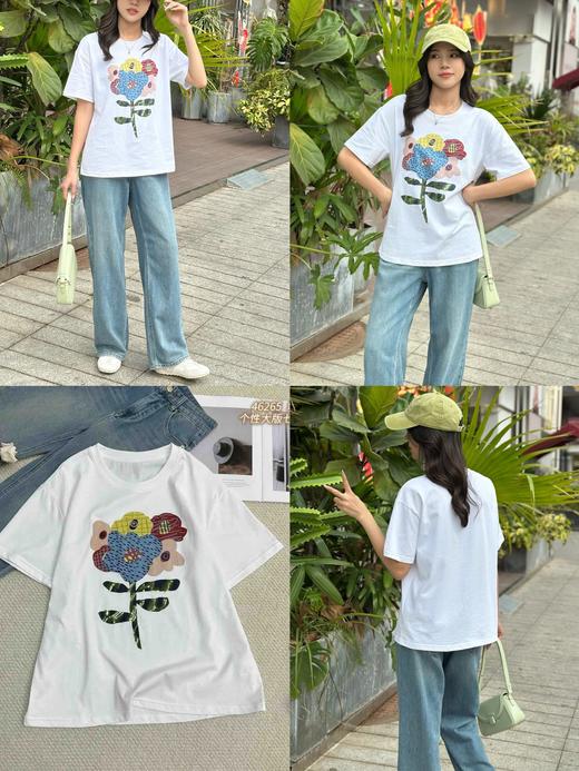 T46265#个性大版七彩花T 商品图0