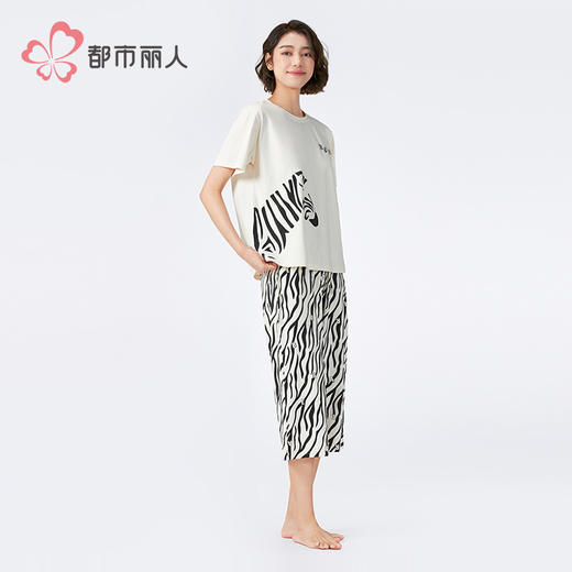 都市丽人生活家居女士棉质短袖套装薄40支TC拉架短袖类LHH2D7 商品图2