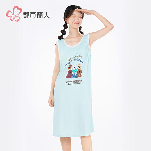 都市丽人超值精选女士棉质背心裙薄凉感洞洞布无袖类LHH6A5 商品图1