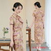 GX仿花罗长款短袖旗袍2025春新款复古国风宴会旗袍 商品缩略图1
