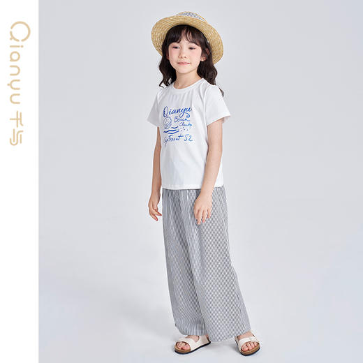 笛莎千与2025夏季新款女童时尚休闲短袖长裤两件套套装 商品图1