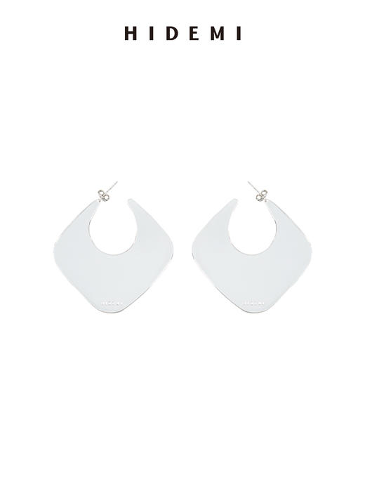 HIDEMI 极简设计感几何流线感菱形镀银百搭大耳环 金色/银色 商品图12