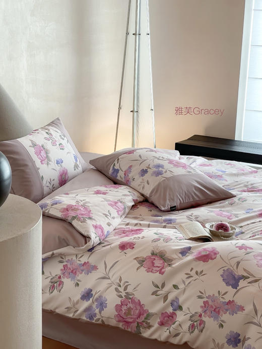 【气质温柔】2025新款全棉超柔50支斜纹长绒棉数码印花四件套  把花园搬进卧室 视觉美感加分 商品图8