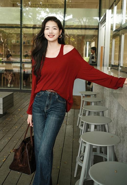 美洋同款济州岛水洗复古魔鬼大长腿微喇牛仔裤 商品图6