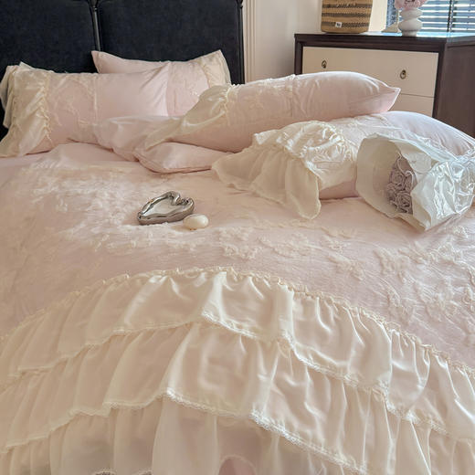 A类立体蝴蝶雪纺花边四件套  公主风蕾丝绣花套件 商品图8