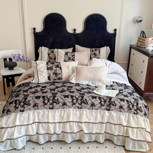 A类立体蝴蝶雪纺花边四件套  公主风蕾丝绣花套件 商品图9